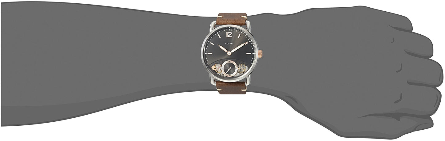Fossil The Commuter Twist Black Dial Brown Leather Strap Watch for Men - ME1165
