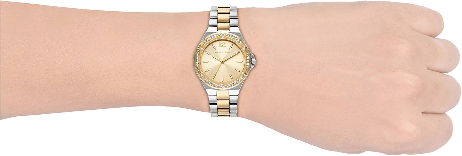 Michael Kors Lennox Three-Hand Gold Dial Two Tone Steel Strap Watch For Women - MK6988