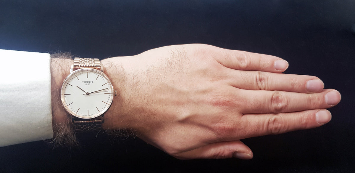 Tissot Everytime Medium White Dial Rose Gold Mesh Bracelet Watch For Men - T109.410.33.031.00