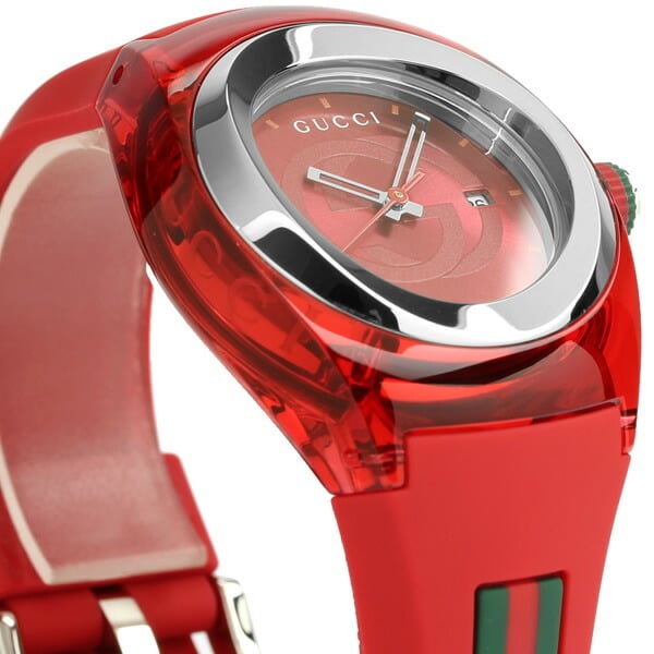 Gucci Sync XXL Quartz Red Dial Red Rubber Strap Unisex Watch - YA137103