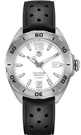 Tag Heuer Formula 1 Quartz White Dial Black Rubber Strap Watch for Men - WAZ2114.FT8023