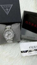 Guess Enchanting Diamonds Silver Dial Silver Steel Strap Watch for Women - W0305L1