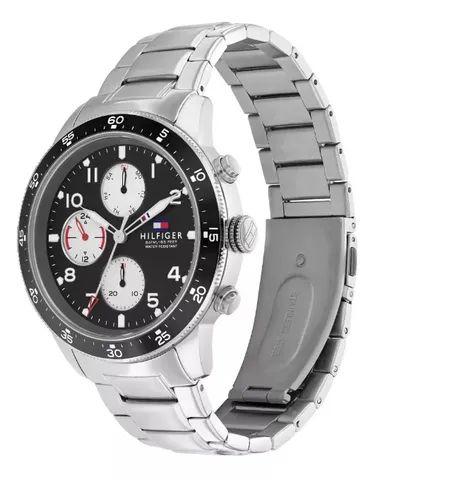 Tommy Hilfiger Jimmy Multifunction Black Dial Silver Steel Strap Watch For Men - 1791950