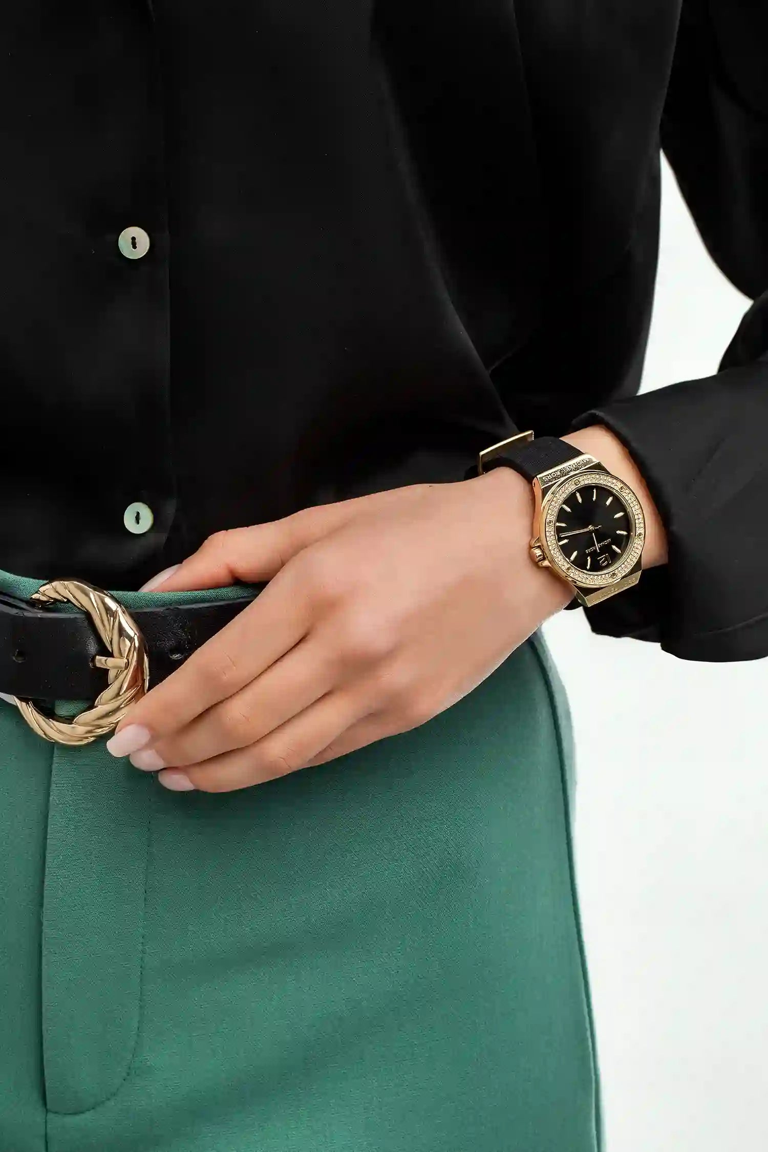 Michael Kors Mini Lennox Quartz Black Dial Black Silicone Strap Watch For Women - MK7281