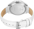 Guess Rosette Analog White Dial White Leather Strap Watch For Women - W75043L1