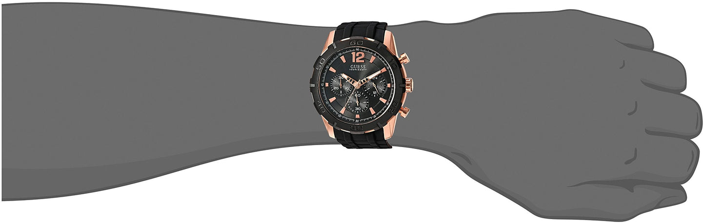 Guess Caliber Chronograph Black Dial Black Rubber Strap Watch for Men - W0864G2