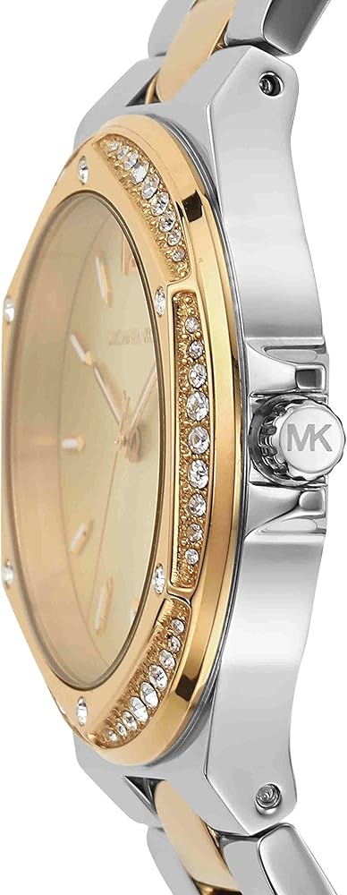 Michael Kors Lennox Three-Hand Gold Dial Two Tone Steel Strap Watch For Women - MK6988
