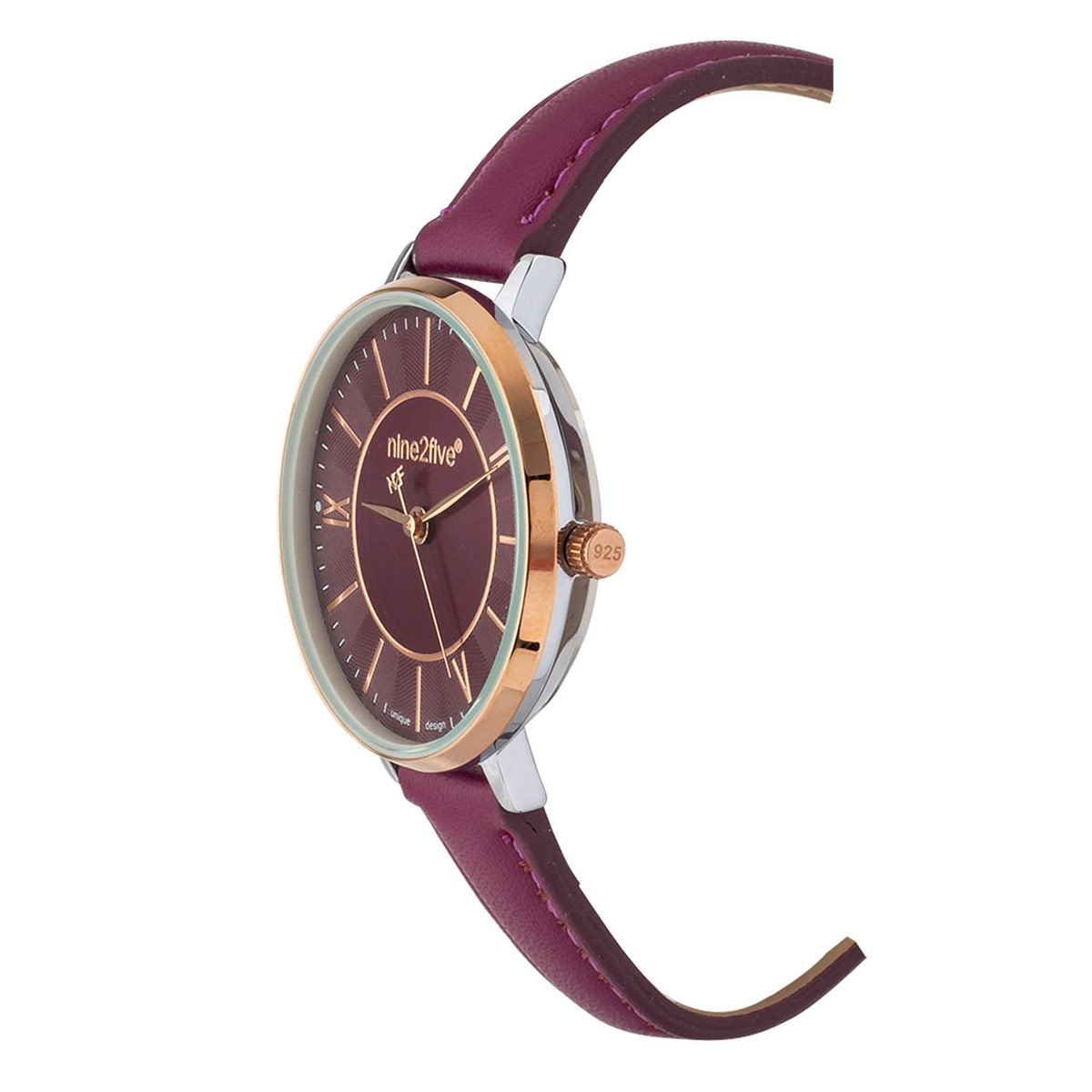 Fossil Jacqueline Burgundy Dial Burgundy Leather Strap Watch for Women - ES4099