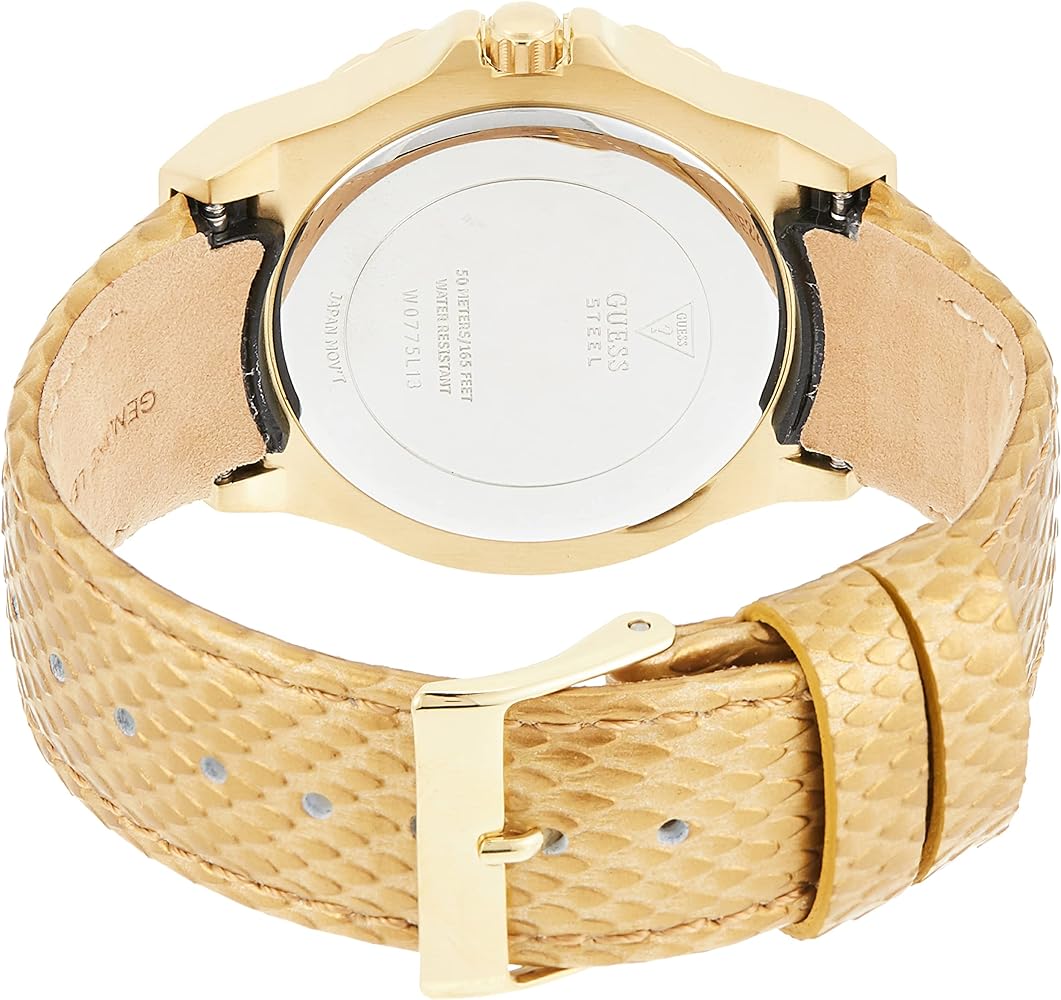 Guess Limelight Quartz Gold Dial Gold Leather Strap Watch For Women - W0775L13