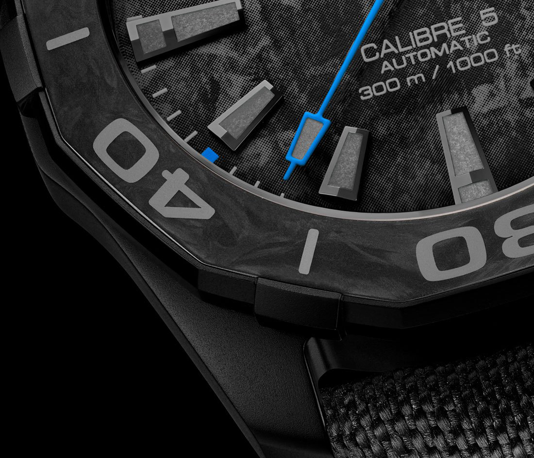 Tag Heuer Aquaracer Calibre 5 Black Nylon Strap Carbon Dial Watch for Men - WBD218C.FC6447