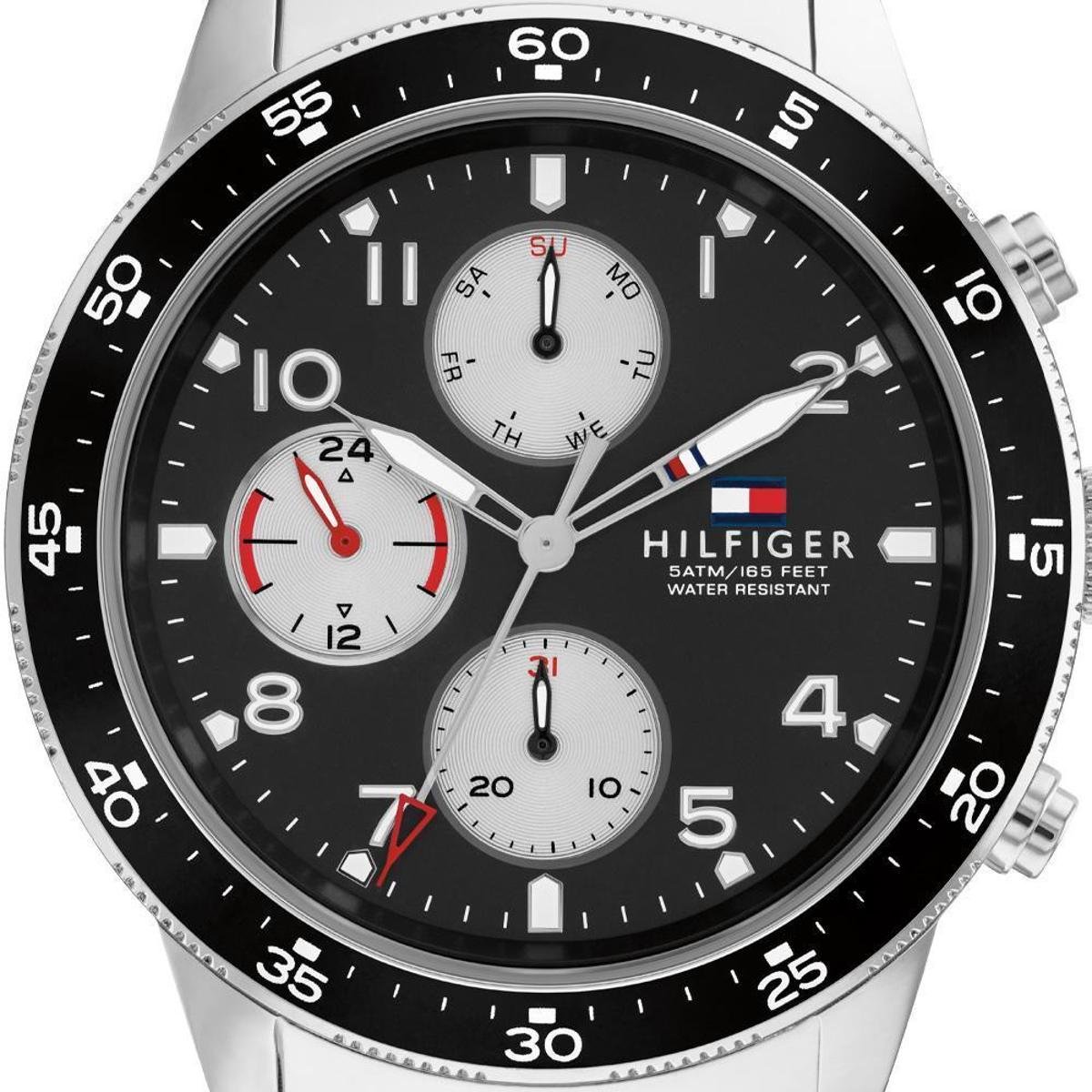 Tommy Hilfiger Jimmy Multifunction Black Dial Silver Steel Strap Watch For Men - 1791950