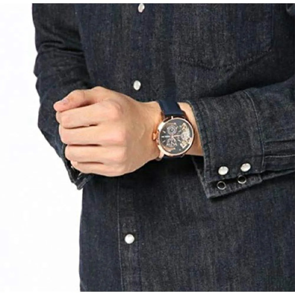Fossil Townsman Twist Skeleton Blue Dial Blue Leather Strap Watch for Men - ME1138