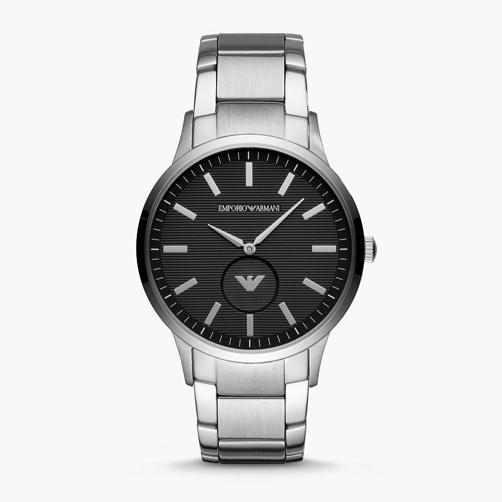 Emporio Armani Renato Quartz Black Dial Silver Steel Strap Watch For Men - AR11118