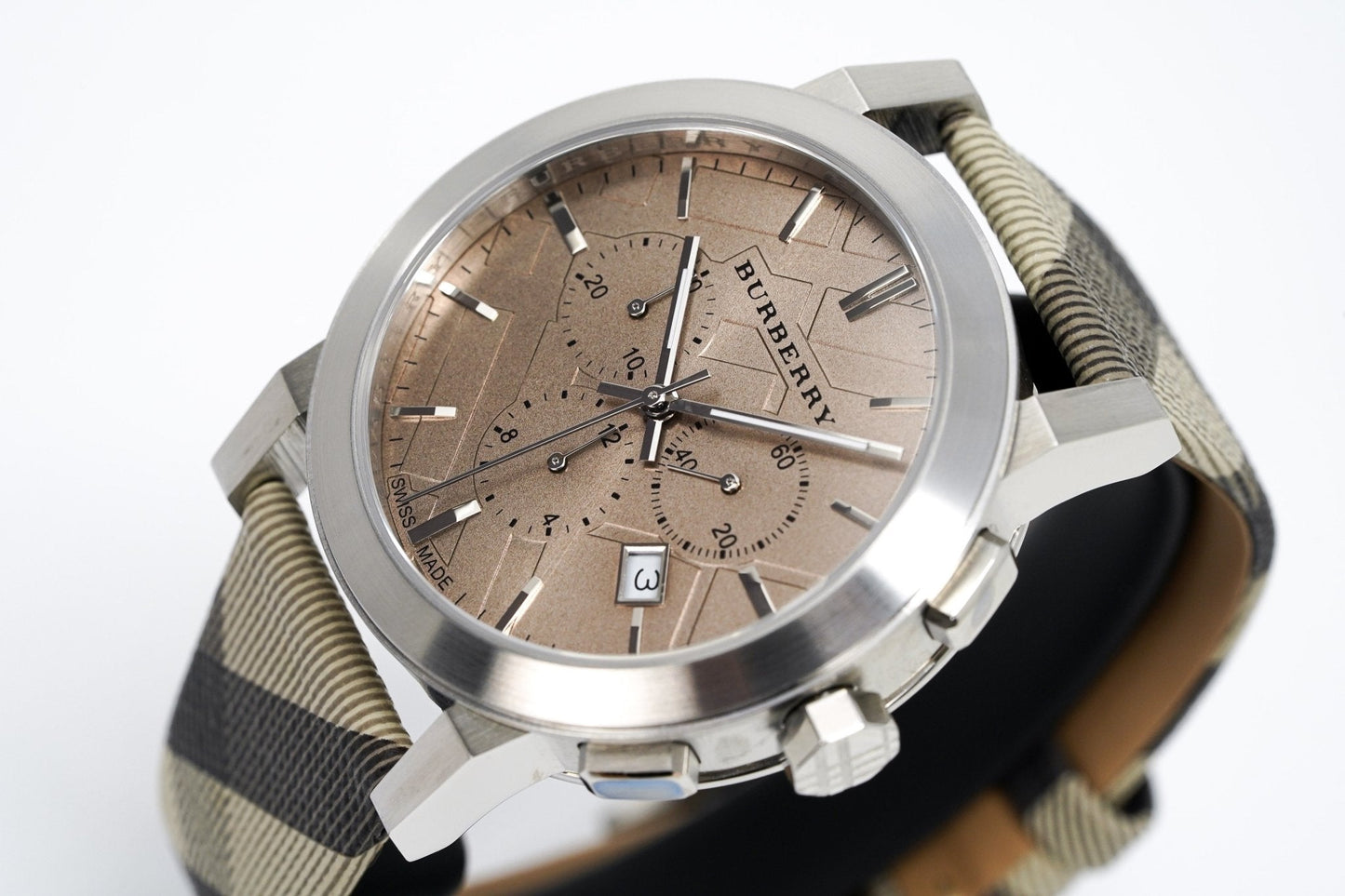 Burberry The City Smoked Brown Dial Brown Leather Strap Watch for Men - BU9361
