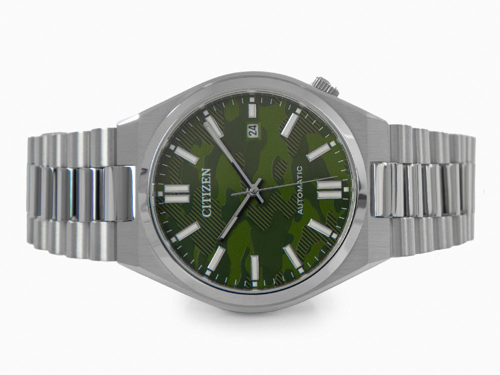 Citizen Tsuyosa Automatic Camouflage Green Dial Silver Steel Strap Watch For Men - NJ0159-86X