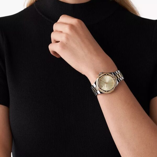 Michael Kors Lennox Three-Hand Gold Dial Two Tone Steel Strap Watch For Women - MK6988