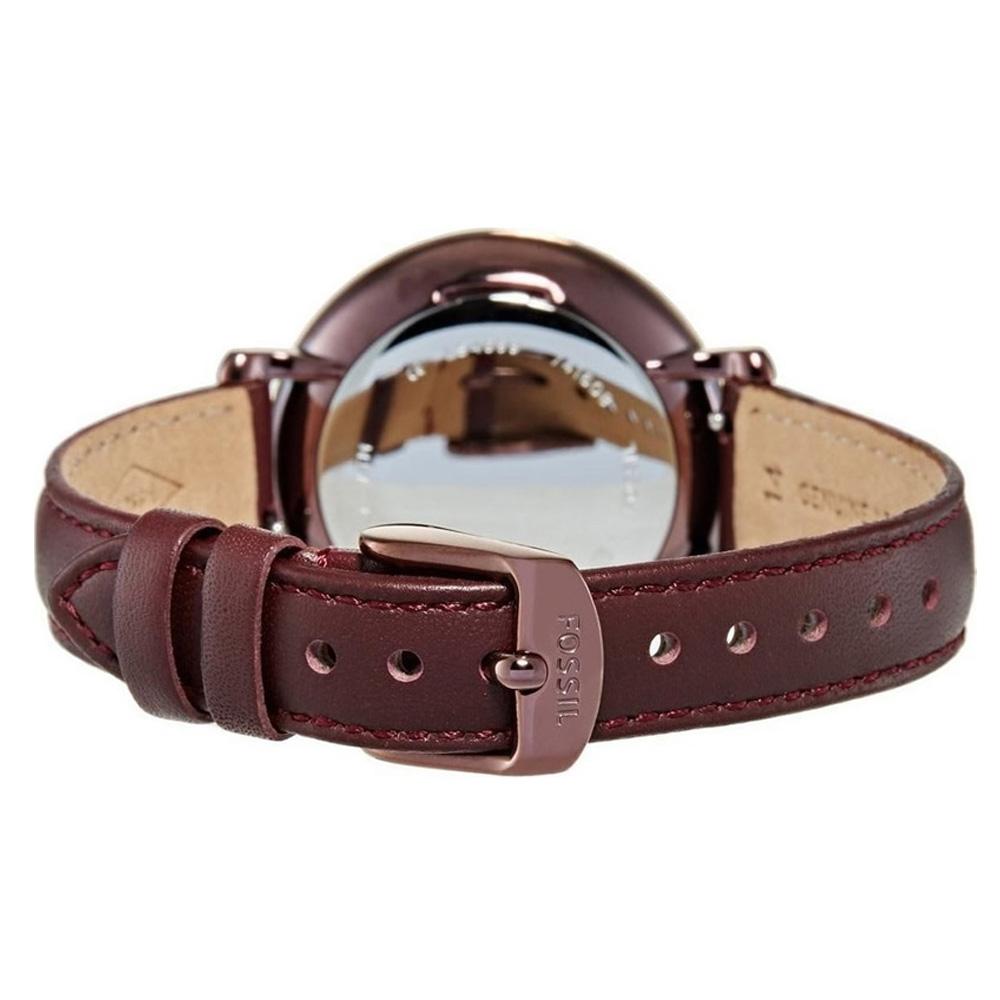 Fossil Jacqueline Burgundy Dial Burgundy Leather Strap Watch for Women - ES4099