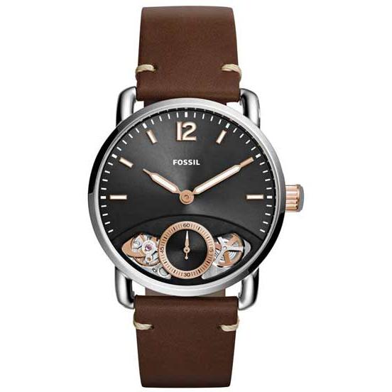 Fossil The Commuter Twist Black Dial Brown Leather Strap Watch for Men - ME1165