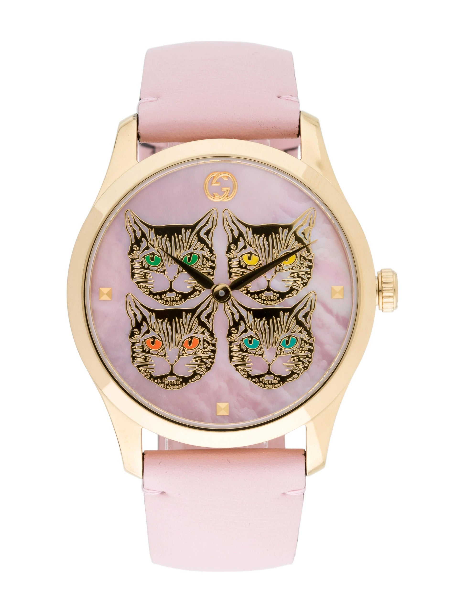 Gucci G Timeless Quartz Mother of Pearl Dial Pink Leather Strap Watch For Women - YA1264132