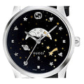 Gucci G-Timeless Moonphase Black Dial Black Leather Strap Watch For Men - YA126327