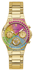 Guess Sugarrush Quartz Multicolor Dial Gold Steel Strap Watch For Women - GW0258L1