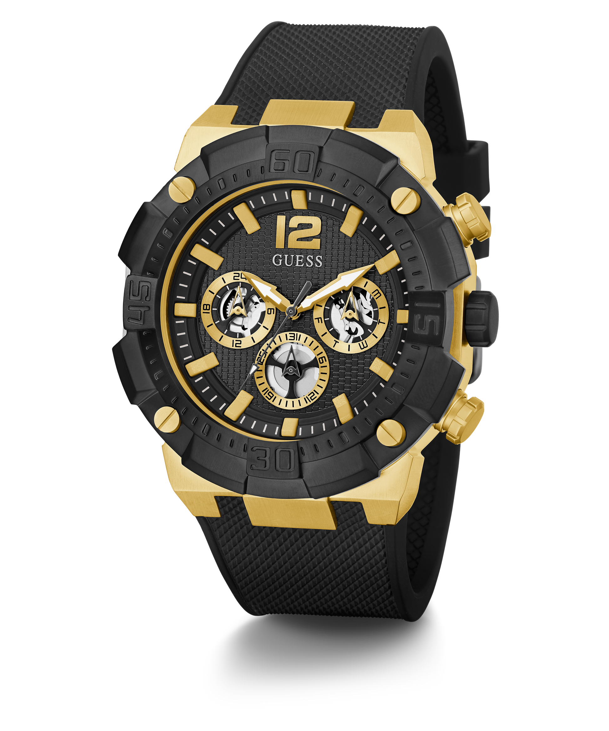 Guess Navigator Chronograph Black Dial Black Rubber Strap Watch for Men - GW0264G3