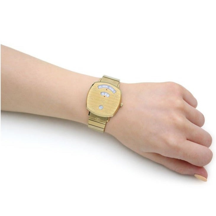 Gucci Grip Yellow Gold Dial Yellow Gold Steel Strap Unisex Watch - YA157403