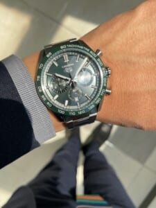 Tag Heuer Carrera Chronograph 44mm Green Dial Silver Steel Strap Watch for Men - CBN2A1N.BA0643