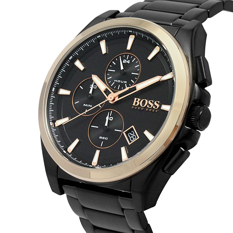 Hugo Boss Grandmaster Black Dial Black Steel Strap Watch for Men - 1513885