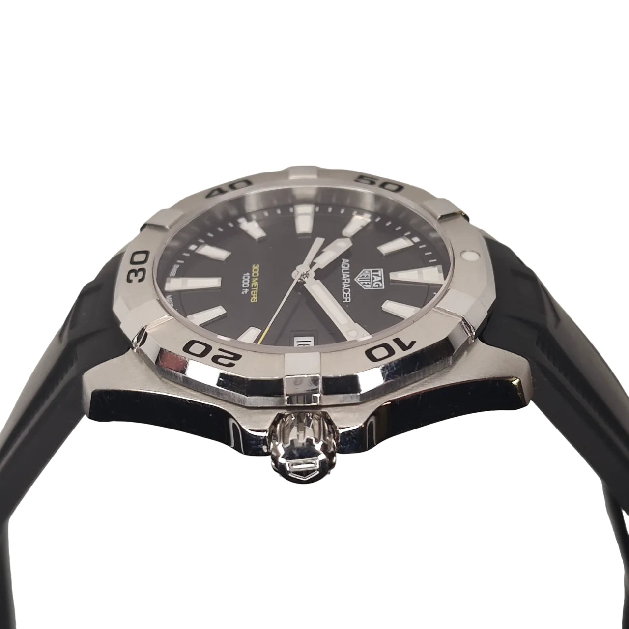 Tag Heuer Aquaracer Quartz Black Dial Black Rubber Strap Watch for Men - WBD1110.FT8021