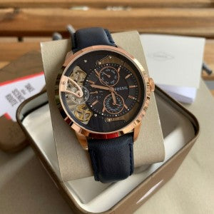 Fossil Townsman Twist Skeleton Blue Dial Blue Leather Strap Watch for Men - ME1138