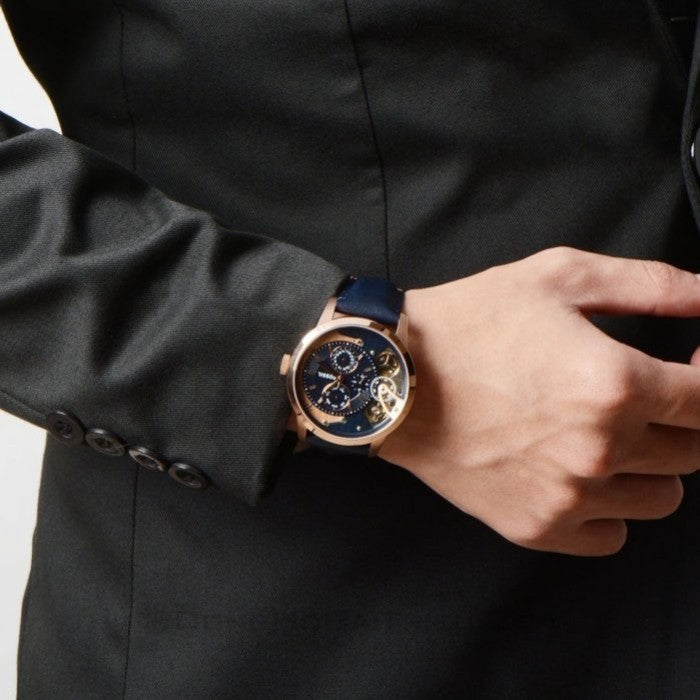 Fossil Townsman Twist Skeleton Blue Dial Blue Leather Strap Watch for Men - ME1138