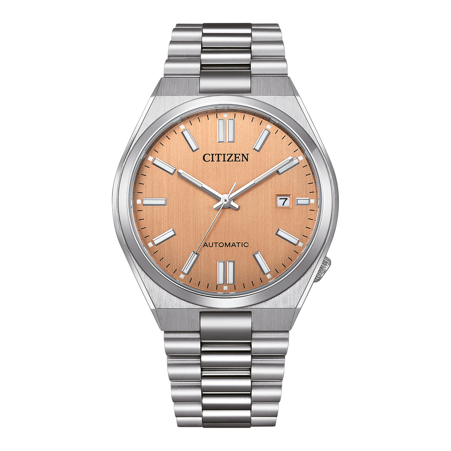 Citizen Tsuyosa Automatic Salmon Orange Dial Silver Steel Strap Watch For Men - NJ0159-86Z