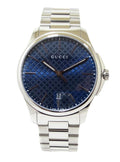 Gucci G Timeless Blue Dial Silver Steel Strap Watch For Men - YA126316