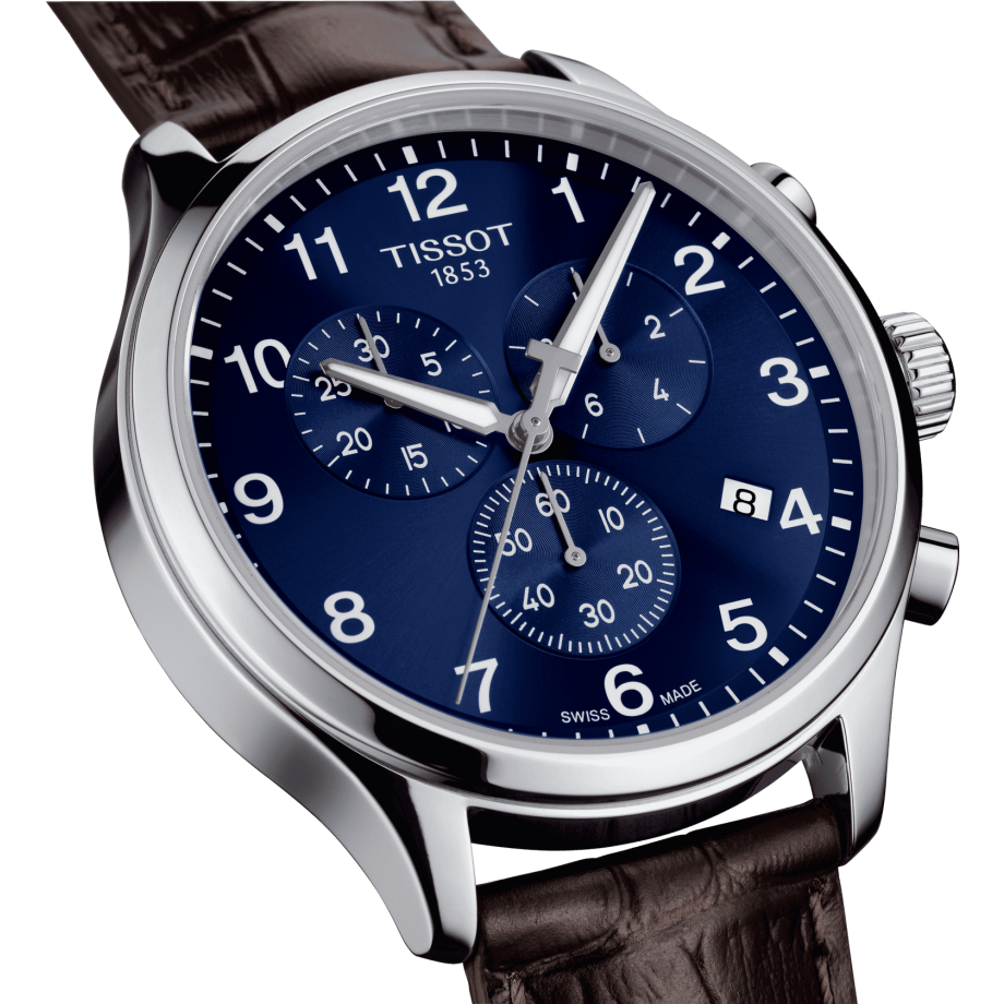 Tissot Chrono XL Classic Blue Dial Brown Leather Strap Watch For Men - T116.617.16.047.00