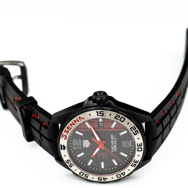 Tag Heuer Formula 1 Senna Special Edition Black Dial Two Tone Rubber Strap Watch for Men - WAZ1014.FT8027