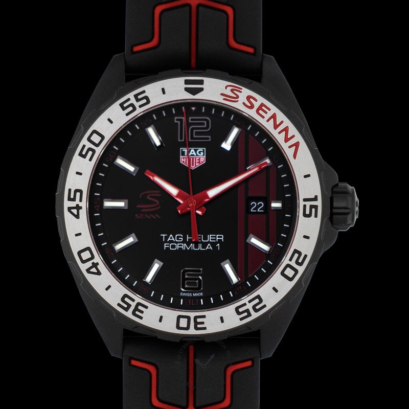 Tag Heuer Formula 1 Senna Special Edition Black Dial Two Tone Rubber Strap Watch for Men - WAZ1014.FT8027