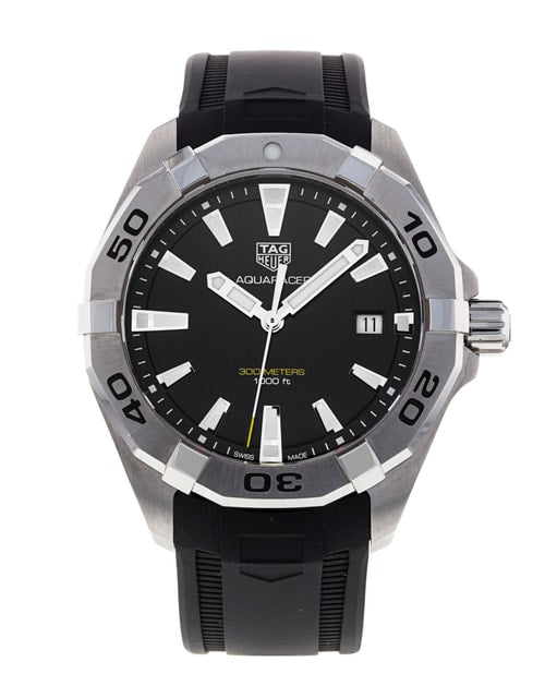 Tag Heuer Aquaracer Quartz Black Dial Black Rubber Strap Watch for Men - WBD1110.FT8021