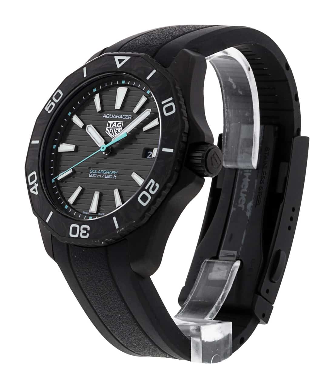 Tag Heuer Aquaracer Professional 200 Solargraph Quartz Black Dial Black Rubber Strap Watch for Men - WBP1112.FT6199