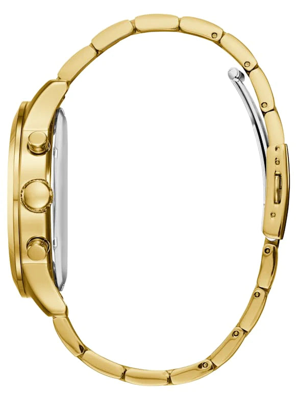 Guess Multifunction Black Dial Gold Steel Strap Watch for Men - W0602G1