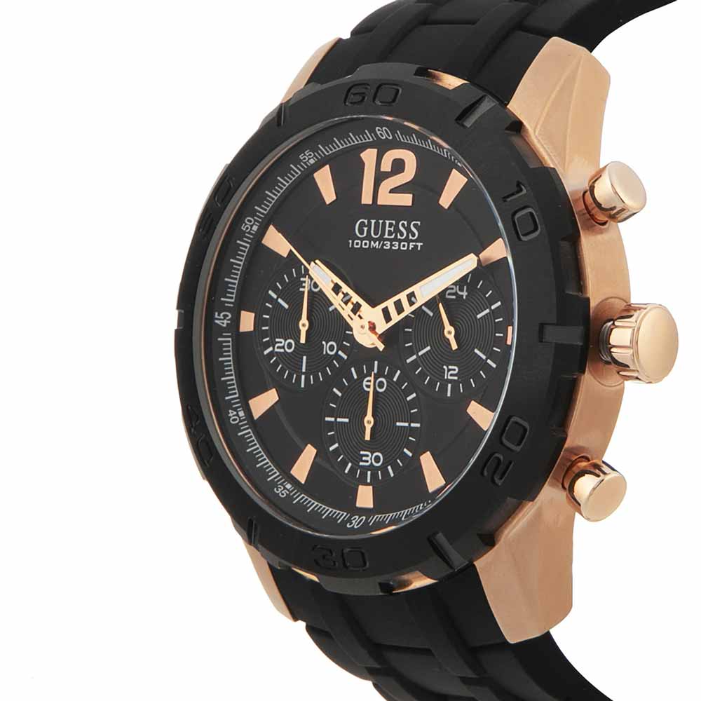 Guess Caliber Chronograph Black Dial Black Rubber Strap Watch for Men - W0864G2