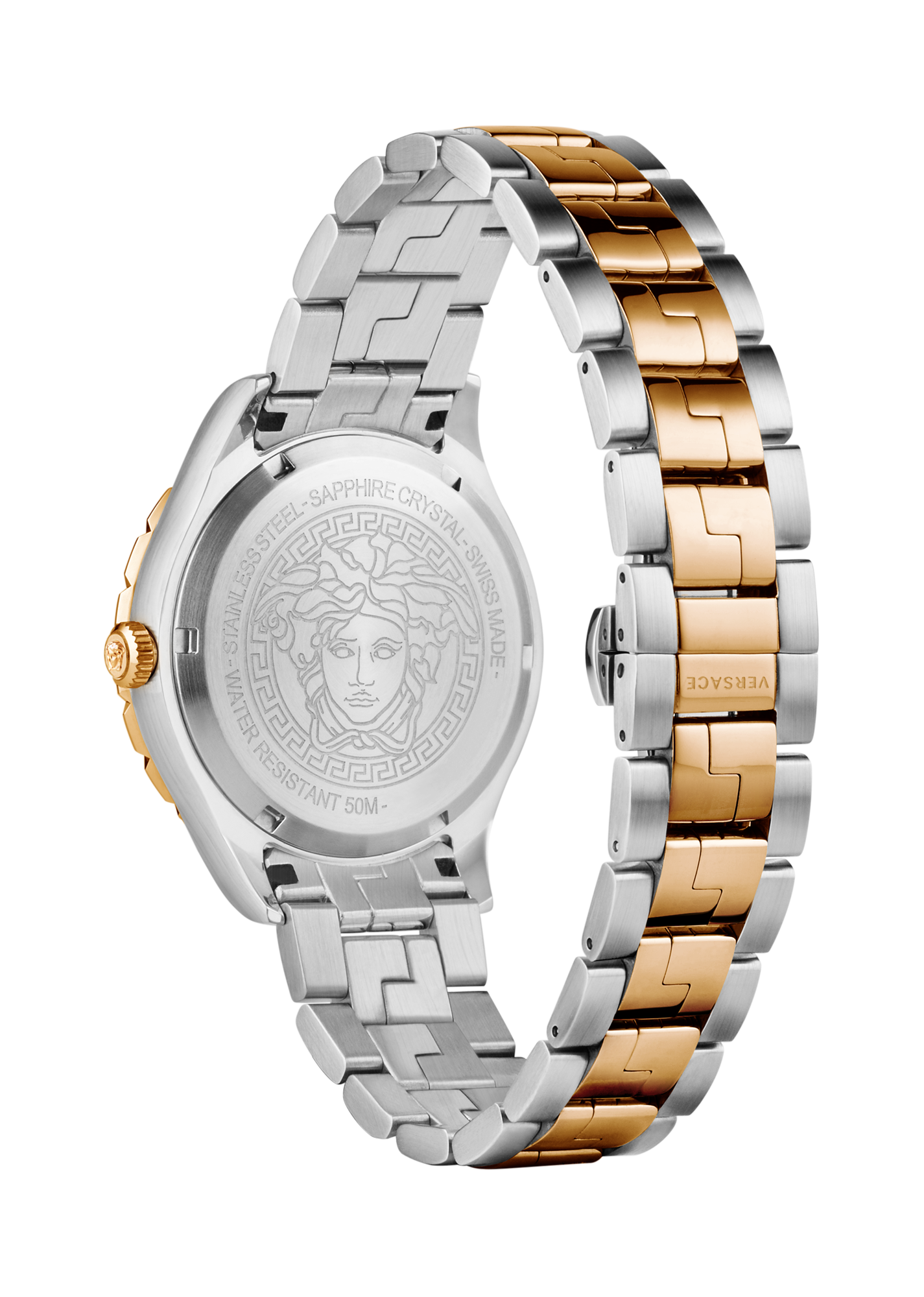 Versace Hellenyium Quartz Brown Dial Two Tone Steel Strap Watch For Men - V11040015