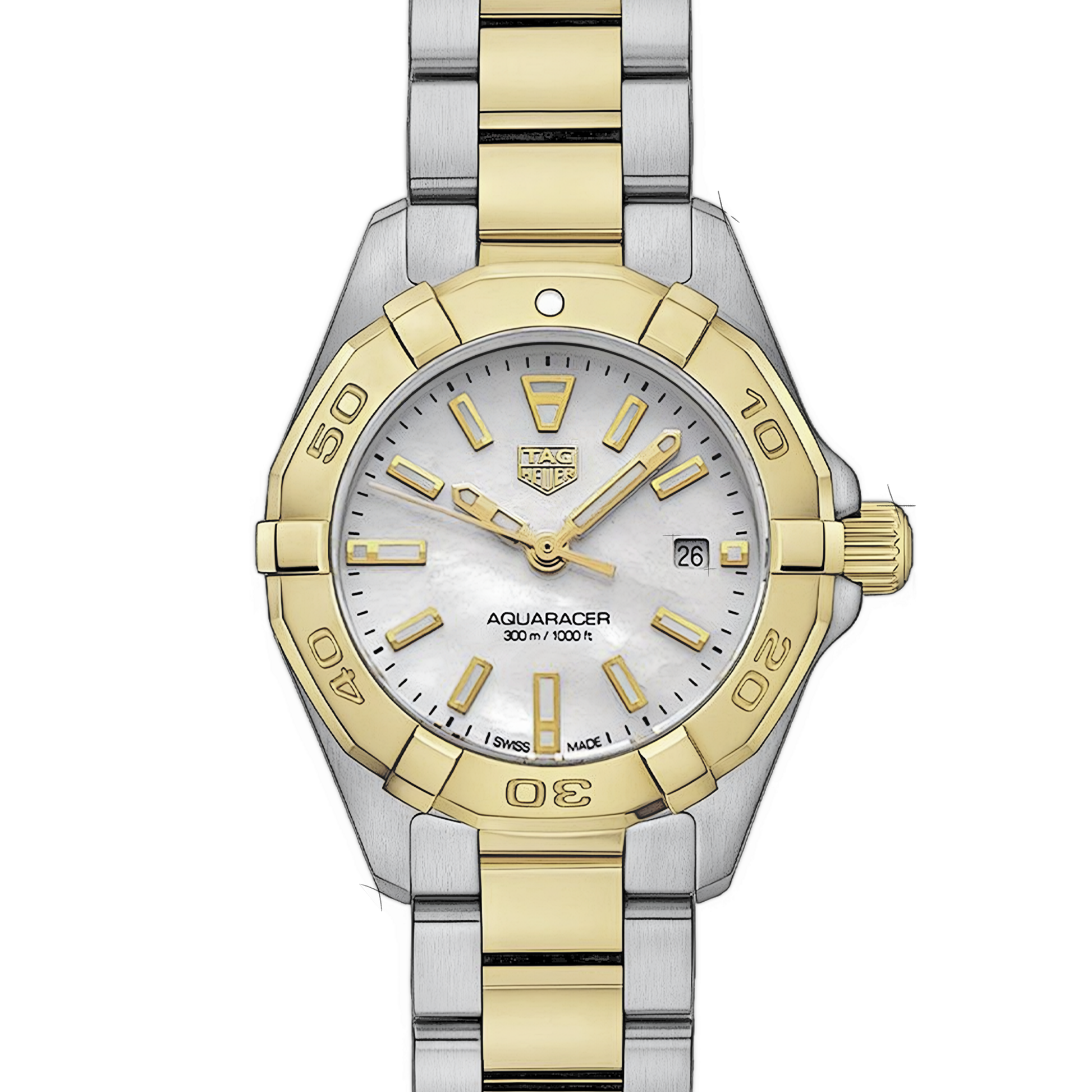 Tag Heuer Aquaracer Mother of Pearl Dial Two Tone Steel Strap Watch for Men - WBD1420.BB0321