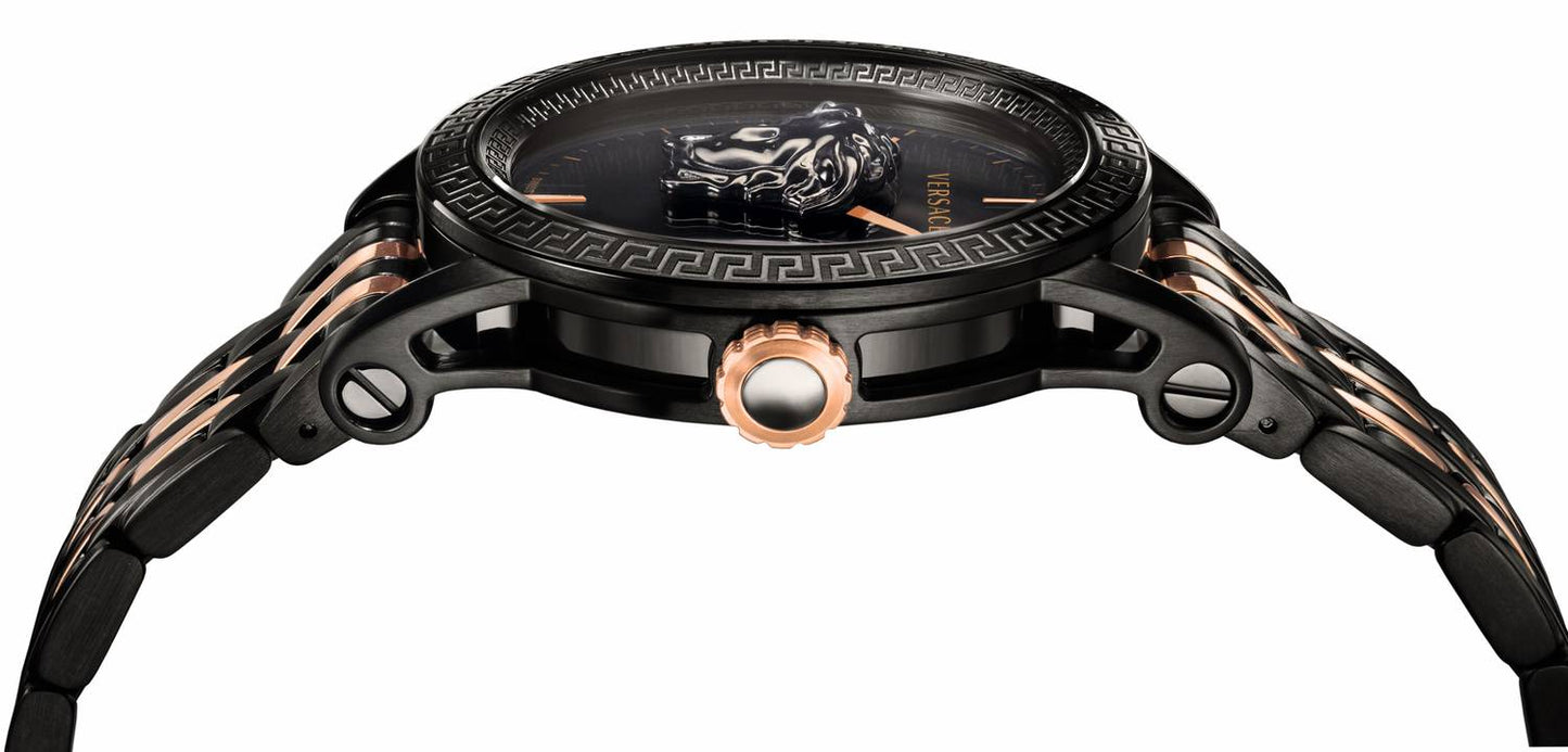 Versace Palazzo Empire Black Dial Two Tone Steel Strap Watch for Men - VERD00618