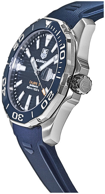 Tag Heuer Aquaracer Calibre 5 Blue Dial Blue Silicone Strap Watch for Men - WAY211C.FT6155