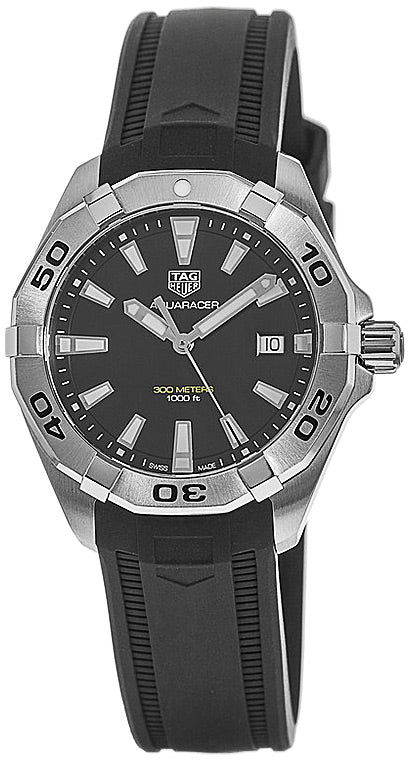 Tag Heuer Aquaracer Quartz Black Dial Black Rubber Strap Watch for Men - WBD1110.FT8021