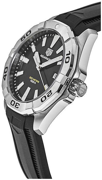 Tag Heuer Aquaracer Quartz Black Dial Black Rubber Strap Watch for Men - WBD1110.FT8021