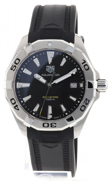 Tag Heuer Aquaracer Quartz Black Dial Black Rubber Strap Watch for Men - WBD1110.FT8021