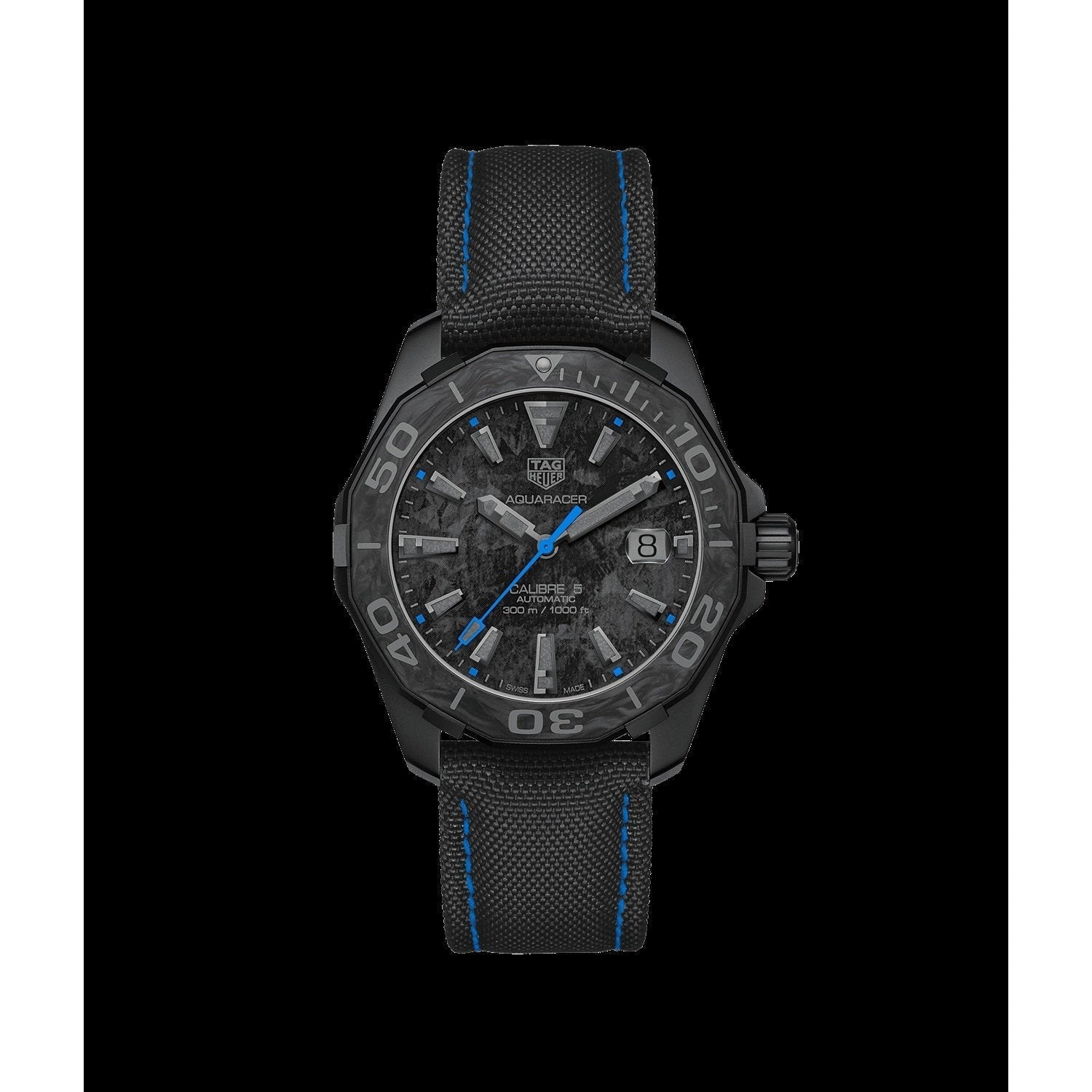 Tag Heuer Aquaracer Calibre 5 Black Nylon Strap Carbon Dial Watch for Men - WBD218C.FC6447