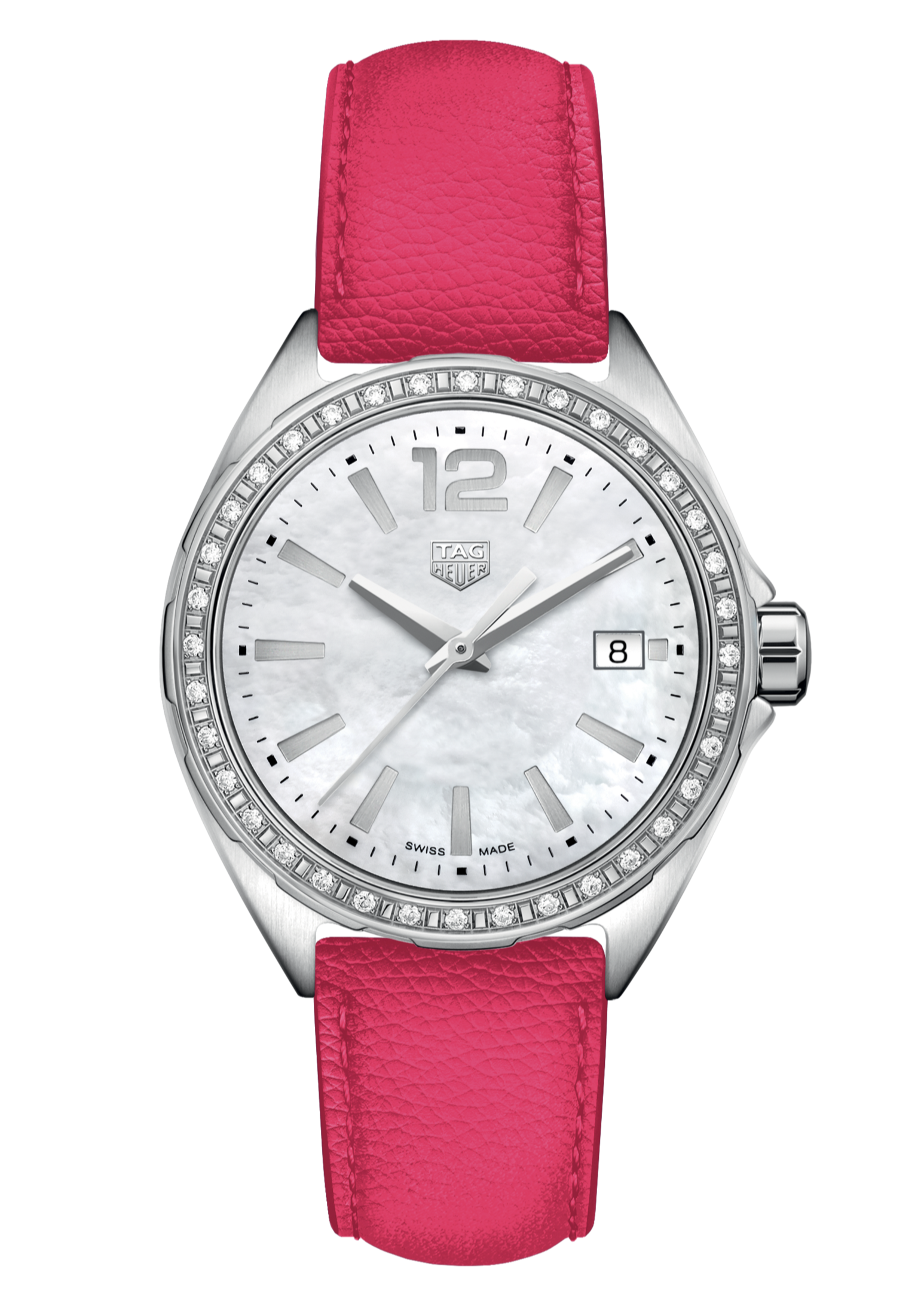 Tag Heuer Formula 1 Quartz Mother of Pearl Dial Pink Leather Strap Watch for Women - WBJ131A.FC8252